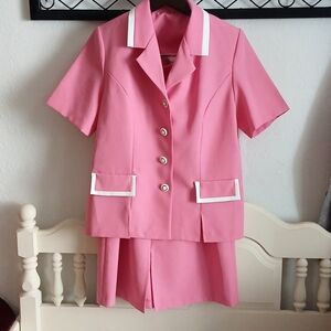 Elisabeth Williams Vintage 2 piece pink skirt set vintage size 10